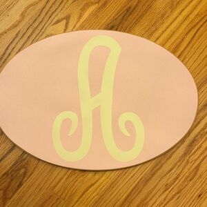 Pottery Barn Kids Oval Pink and Yellow Monogram Decor